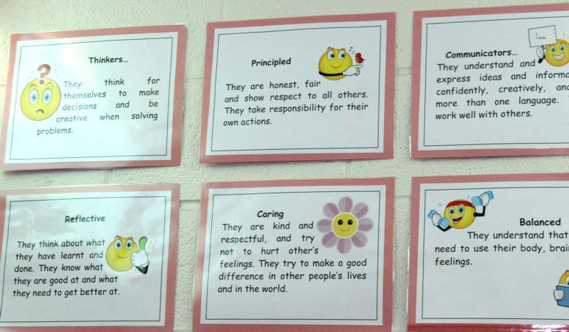 Learner Attribute Profiles on Walls at Raisinville