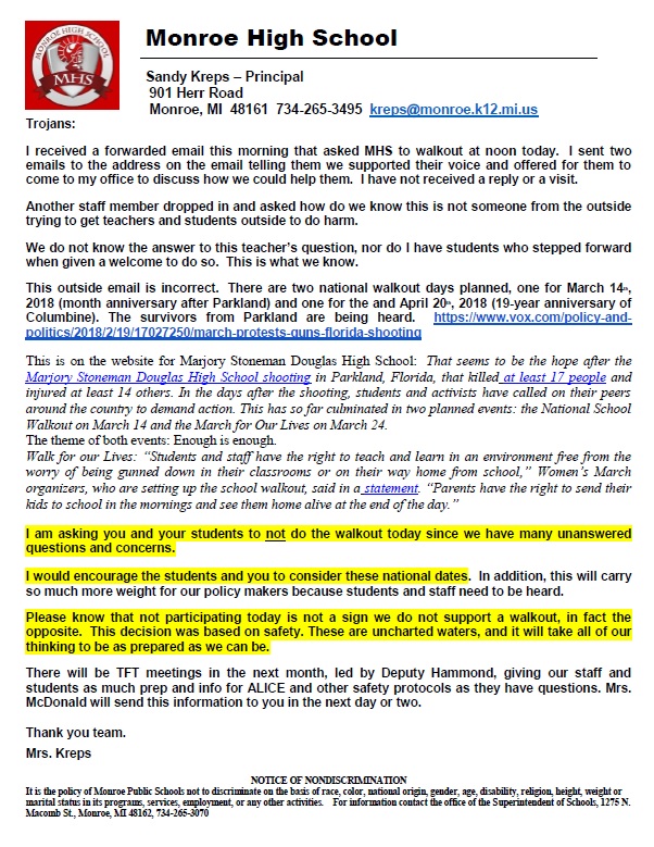 A Note From Mrs. Kreps - 2.21.18