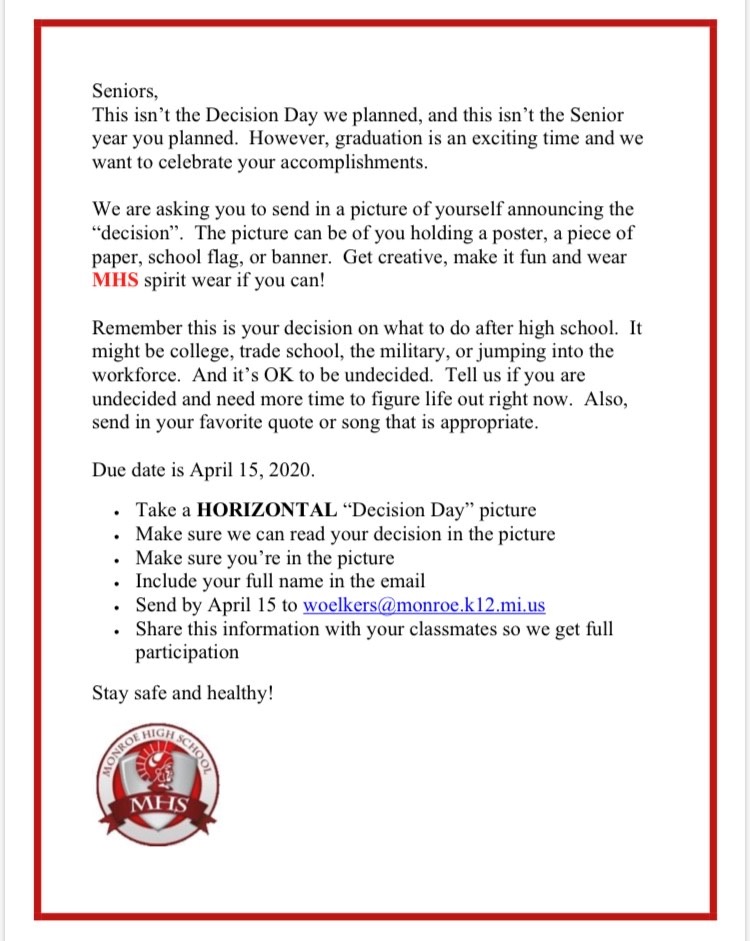 Seniors Decision Day Memo - 2020