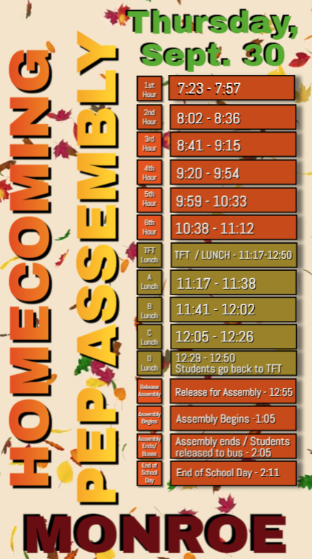Homecoming Assembly Schedule
