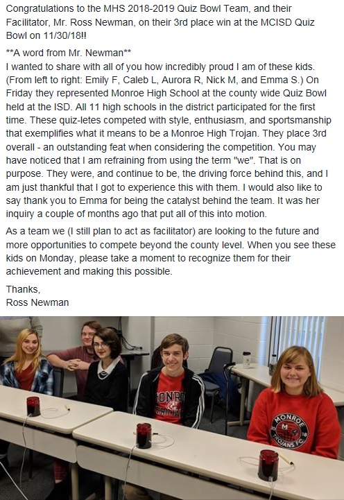MHS Quiz Bowl - 2018