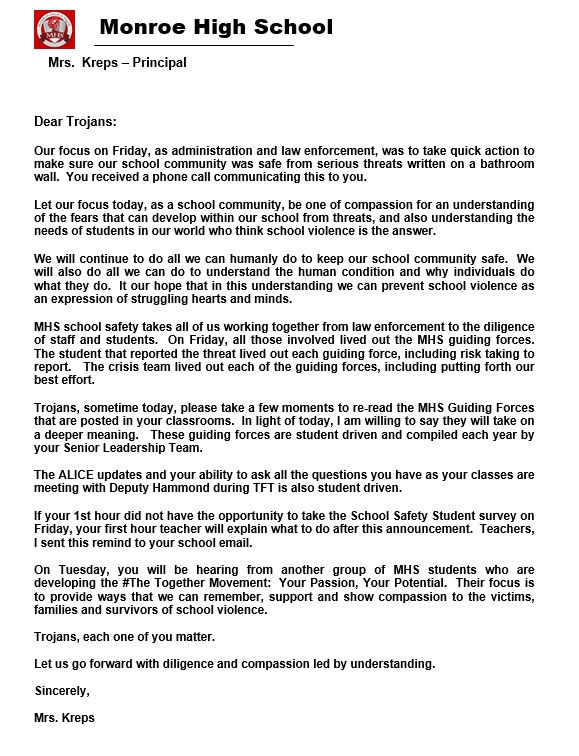 School Safety Follow-Up (Page 1)